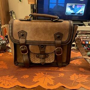 ModCloth Brown Buckle Dark Academia Satchel Handbag
